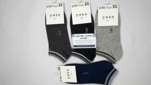 Tất nam cao cấp OWEN cổ ngắn phối viền cổ- 100% cotton khử mùi