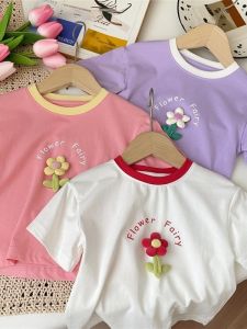Summer Short Sleeve 3D Flower Stylish T-shirt