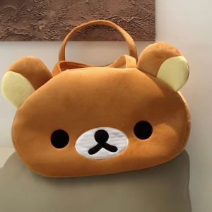 BILIBILI | Cartoon Rilakkuma Plush Storage Bags Cute Anime Bear Luggage Bag Large Capacity Soft Shoulder Bag For Women Girl