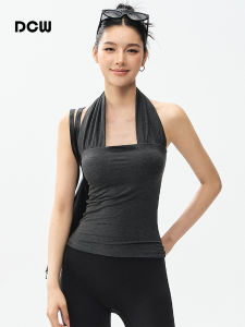 DCW | Áo Thun Thể Thao Dây Qua Cổ Có Đệm Cho Chạy Bộ Huấn Luyện Tập Yoga