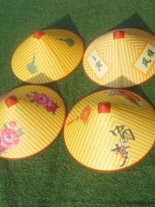 Bamboo Hat Rainproof and Sun Protection Plastic Bamboo Hat Summer Outdoor Farmer Labor Dance Cap Printable Custom Logo