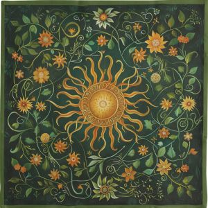 VIKAMA Retro Xanh Vàng Hoa Hướng Dương Khăn Trải Bàn Rừng Phù Thủy Tarot Phong Cách Lễ Thờ Khăn Trải Bàn Polyester Chống Thấm Nước Vuông