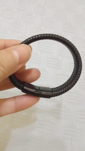 Mens Fashion Braided Leather Magnetic Clasp Bracelet / Jewelry Accessories