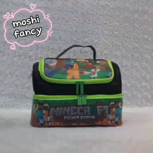 Lunch Bag Makan 2 Susun Minecraft / Tas Bekal Makan Anak Selempang Motif Minecraft / Lunch Bag Selempang Anak Laki-Laki/ Tas Makan Anak Tenteng Minecraft