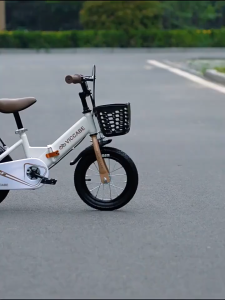 Foldable Bicycle 12 Inch Kids Bicycle With Training Wheels And Basket For ToddlerAand Kids Ages 2-9 Years Old