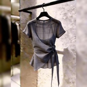 Elegant French Design Wrap Top Women Summer