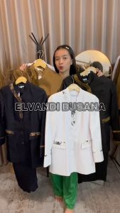 Blazer Wanita Baju Kerja Kantor Seragam PDH PNS Pemda Dinas Guru ASN Wanita Setelan Rok Span Celana Panjang Kode 7011 Warna Biru Dongker