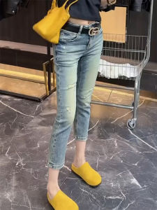 Womens High Waist Straight Leg Denim Jeans Spring Summer High Elasticity Nine Tube Pants Large Size Pear Shape Small Body