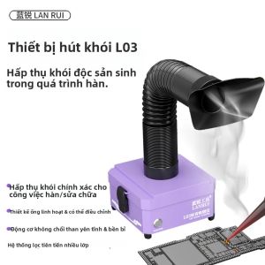 Máy Hút Khói Lanrui L03 Dùng Cho Sửa Chữa Điện Thoại Di Động Với Hệ Thống Lọc Ba Lớp Ống Mềm Động Cơ Không Chổi Than Tiếng Ồn Thấp