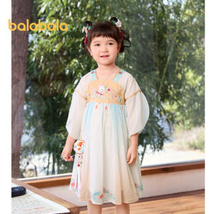 Balabala Girls Dress Baby Childrens Dress 2024 New Summer Childrens  Tide