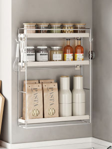 BANGJIE | Corner Wall Mount Spice Rack Drill-Free Installation Narrow