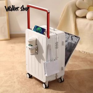 Walker Shop High Capacity Fashionable Hardshell Luggage with Front Opening Cover And Pull Rod for Carry-On Travel