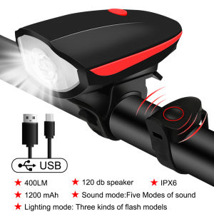 Waterproof Bike Headlight With Horn USB Rechargeable Road Bicycle Front Light With Remote Comtrol Cycling Flashlight