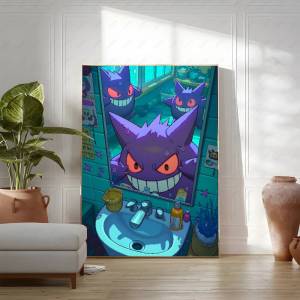 Bandai | Pokemon Peripherals Gengar Mimikyu Banette Anime Wall Art Canvas Poster