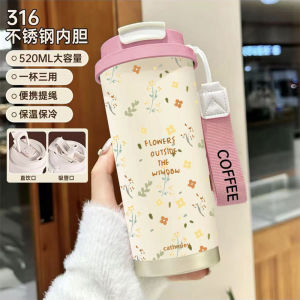 Cốc Cà Phê Cách Nhiệt Hoa Nhỏ Dung Tích Lớn Cho Nữ Cốc Đựng Cà Phê Văn Phòng Phong Cách Mới INS Cốc Cách Nhiệt Cốc Đựng Đồ Ăn