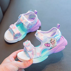 Princess Style Girls Sandals Summer New Soft Bottom Anti-Slip Cute Beach Shoes Little Girl Love Elsa Princess Shoes Children