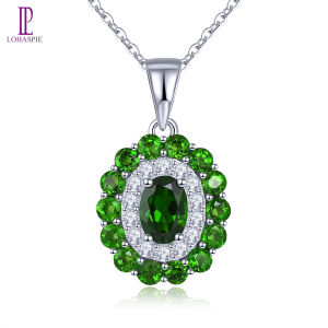 Lohaspie Jewelry Pure 1.8 Carats Sterling Silver 925 Original Pendant Natural Chrome Diopside Pendant 925 Silver Pendant Women Chrome Diopside Stone Original Pendant Jewelry