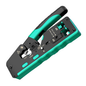 ZoeRax RJ45 Crimping Tool Pass Through Professional Grade Ethernet Cable Crimper for Cat7 Cat6A Cat6 Cat5E Cat5 Modular Plugs