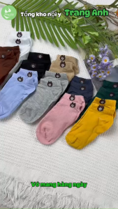 Set 10 Đôi Vớ Nữ Cổ Ngắn Tất Nữ Cotton Hình Gấu Kute Thoáng Khí Tặng Kèm Túi Rút TA101
