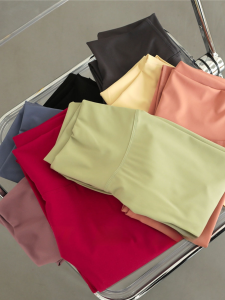 Cream Color Yoga Pants Womens No Embarrassment Line High Waist Shaping Sports Lounge Pants Quick-Drying Cropped Fitness Pants