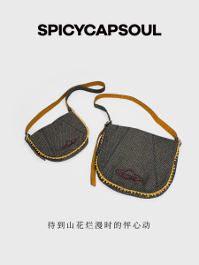 SpicyCapSoul Butter Lace Washed Denim Patchwork Vintage Shoulder Crossbody Bag for Women Daily Use Magnetic Buckle Closure