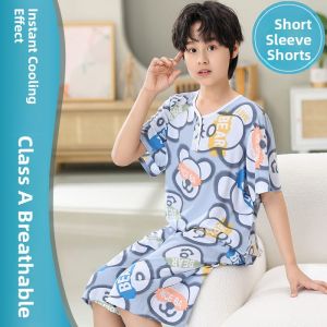 QINNONG | Cotton Summer Short Sleeve Sleepwear Set for Boys