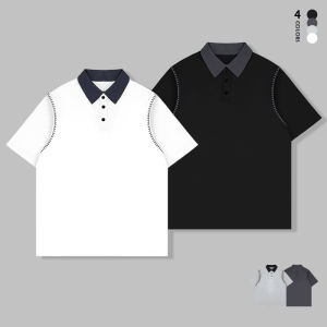 Cleanfit Color Block Collared Short Sleeve Polo Shirt Mens Summer Trendy American Heavyweight Shoulder Half Sleeve T-Shirt