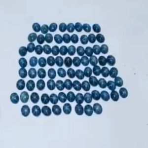 Meena Gems ไพลินสตาร์ดิฟิวชั่น ทรงไข่หลังเบี้ย ขาชัดทุกเม็ด ขนาดพลอย 6*8 มิล พลอยแท้เสริมดวง