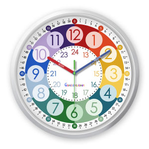 8inch Colorful Digital Plastic Glass Teaching Wall Clock Living Room Bedroom Kitchen Home Decoration Silent Quartz Clock Holiday Gift (No Battery)