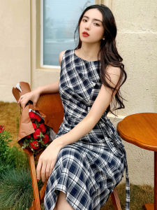 Retro Polka Dot Sleeveless One Shoulder Dress Elegant Slimming Midi Skirt Womens Summer Fashion Vintage Style Midi Dress