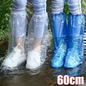 🔥60CM Thickened Long Waterproof Disposable Rain Shoe Covers Anti Dust Tube Boot Covers Non-Slip Transparent Plastic Outdoor Foot Covers