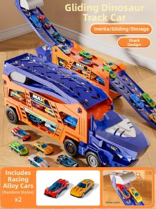 BABYSHOME | Transformable Dinosaur Racing Track Toy Car Alloy Storage for Boys BABYSHOME