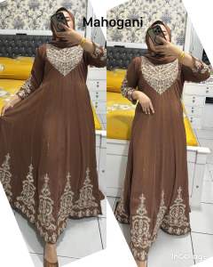 Gamis set hijab ceruty bordir sultan terbaru