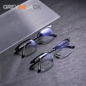Grey Jack Frame Kacamata Model Kotak Bahan Titanium Ringan Fashion Bisnis Class Bisa Minus Antiradiasi Blueray Photocromic Bluecromic 9019