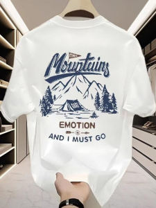 เสื้อยืดแขนสั้นผ้าฝ้ายแท้สไตล์อเมริกันสำหรับผู้ชาย สีดำ ทรงหลวม แฟชั่นฤดูร้อน เสื้อผ้าทำงาน ลำลอง เสื้อแขนสั้น