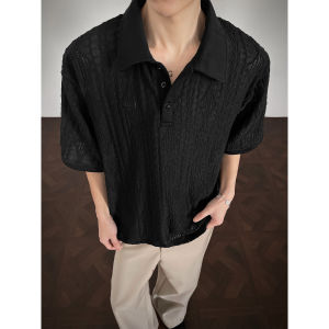 WUKONGYOUHUO | Áo Polo MESH Thun Dây Đan Hồi Cổ Kiểu Dáng Hoài Niệm Mùa Hè