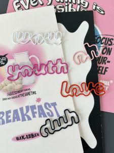 Colorful English Word Paper Clips Metal Office Stationery Document Exam Question Paper Material Organizer Clips BLK.LABEL