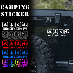 JDM แคมป์ไฟกลางแจ้งสโลแกนสติกเกอร์รถออฟโรดรูปลอกกันน้ำสติ๊กเกอร์ตกแต่งหนึ่งชีวิตไลฟ์