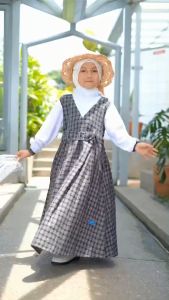 Zahra Olshopp - NABILA Dress Motif Tartan Kotak-kotak Anak Perempuan Usia 2-12 tahun Bahan Katun COD - Cutting A-Line Rempel Depan Belakang