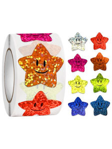 Laser Cut Colorful Star Decorative Labels Stickers for Kindergarten Children Reward Approval Sticker Pack Early Education Toys