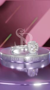 RoyStone - Cincin Wanita Moissanite Sertifikat GRA Original Lapis Emas - Roses Ring