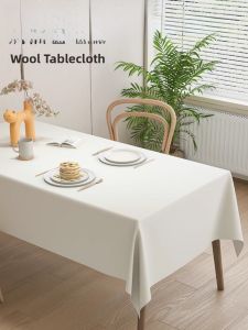 Luxurious White Sheepskin Tablecloth Waterproof Oil-resistant No-wash Rectangular Tea Table Mat Modern Simplicity Style Home Textile