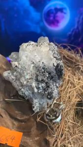 Tinh thể đá Thạch Anhcộng sinh Tourmaline tán sắc AAA tự nhiên năng lượng vũ trụ thiên định 684