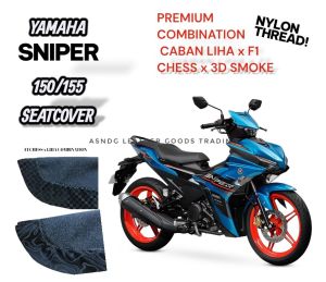 Yamaha Sniper 150/155 Seat Cover with Premium Combination Caban Lihai x F1 Chess x 3D Smoke in Nylon Thread