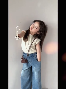 Sundaykids Girls Jeans 1-6Y Kids Girls Casual Denim Trousers