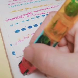 3/6Pcs Kawaii Colorful Roller Stamp Pad Seal Learning Cartoon DIY Cute Roller Highlighter Pens Drawing Diary for Kids Stationery