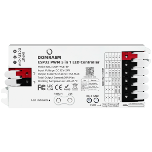 Bộ Điều Khiển DOMRAEM ESP32 WLED 5 Trong 1 Dải Đèn LED CCT RGB RGBWCCT Một Màu Tương Thích Với Alexa Google Home 20A Điều Chỉnh Độ Sáng Bằng PWM