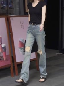 MANMI | Quần Jeans Skinny Rách Quần Ống Rộng Thẳng