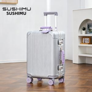 sushimu | Vali Du Lịch Khung Nhôm Màu Hồng