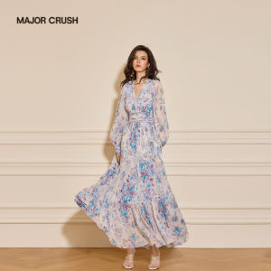 Floral Printed Slimming A-Line Long Dress